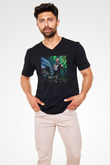 Aly & Fila Siyah Unisex V Yaka Tişört