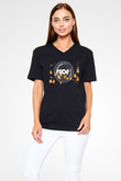Aly & Fila Siyah Unisex V Yaka Tişört