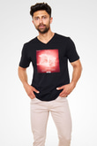 Aly & Fila Siyah Unisex V Yaka Tişört