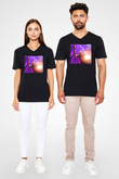 Aly & Fila Siyah Unisex V Yaka Tişört