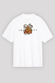 Amaranthe Baskılı Beyaz Unisex Oversize Tişört - Tshirt