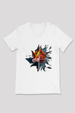 Amaranthe Baskılı Beyaz Unisex V Yaka Tişört - Tshirt