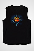 Amaranthe Baskılı Unisex Siyah Kolsuz Tişört - Tshirt