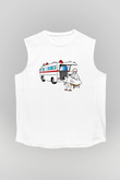 Ambulans şoförü Beyaz Unisex Kolsuz Tişört