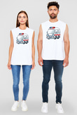 Ambulans şoförü Beyaz Unisex Kolsuz Tişört