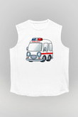 Ambulans şoförü Beyaz Unisex Kolsuz Tişört