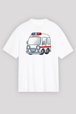 Ambulans şoförü Beyaz Unisex Oversize Tişört T-Shirt