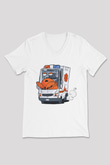 Ambulans şoförü Beyaz Unisex V Yaka Tişört