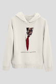 American Psycho Baskılı Beyaz Unisex Hoodie
