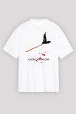 American Psycho Baskılı Beyaz Unisex Oversize Tişört - Tshirt
