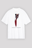 American Psycho Baskılı Beyaz Unisex Oversize Tişört - Tshirt
