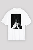 American Psycho Baskılı Beyaz Unisex Oversize Tişört - Tshirt