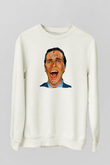 American Psycho Baskılı Beyaz Unisex Sweatshirt