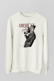 American Psycho Baskılı Beyaz Unisex Sweatshirt