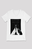 American Psycho Baskılı Beyaz Unisex V Yaka Tişört - Tshirt
