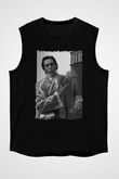 American Psycho Baskılı Unisex Siyah Kolsuz Tişört - Tshirt