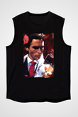 American Psycho Baskılı Unisex Siyah Kolsuz Tişört - Tshirt