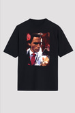 American Psycho Baskılı Unisex Siyah Oversize Tişört - Tshirt