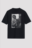 American Psycho Baskılı Unisex Siyah Oversize Tişört - Tshirt