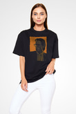 American Psycho Baskılı Unisex Siyah Oversize Tişört - Tshirt
