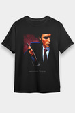 American Psycho Baskılı Unisex Siyah Tişört - Tshirt