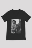 American Psycho Baskılı Unisex Siyah V Yaka Tişört - Tshirt