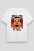 American Psycho Unisex Baskılı Beyaz Tişört - Tshirt