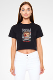 American Psyco Baskılı  Siyah  Crop Top Tişört