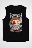 American Psyco Baskılı Unisex Siyah Kolsuz Tişört