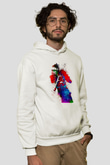 Amerikan Futbolu Baskılı Unisex Ekru Hoodie