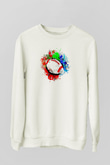 Amerikan Futbolu Baskılı Unisex Ekru Sweatshirt