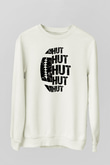 Amerikan Futbolu Baskılı Unisex Ekru Sweatshirt