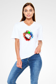 Amerikan Futbolu Baskılı Unisex V Yaka Tişört - Tshirt