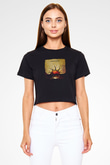 Amorphis Baskılı Unisex Siyah Crop Top Tişört