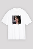 Amy Winehouse Baskılı Unisex Beyaz Tişört