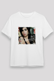 Amy Winehouse Baskılı Unisex Beyaz Tişört