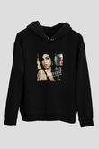 Amy Winehouse Baskılı Unisex Siyah Hoodie