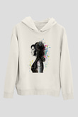 Amy Winehouse Beyaz Unisex Kapşonlu Sweatshirt