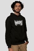 Analepsy Baskılı Unisex Siyah Kapüşonlu Sweatshirt