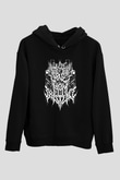 Analepsy Baskılı Unisex Siyah Kapüşonlu Sweatshirt