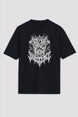 Analepsy Baskılı Unisex Siyah Oversize Tişört - Tshirt