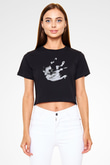 Anberlin Siyah  Crop Top Tişört