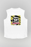 Andy Black Baskılı Unisex Beyaz Kolsuz Tişört