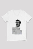 Andy Murray Baskılı Beyaz Unisex V Yaka Tişört - Tshirt