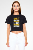 Andy Murray Baskılı Siyah Crop Top Kadın Tişört - Tshirt