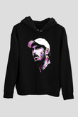 Andy Murray Baskılı Unisex Siyah Kapüşonlu Sweatshirt