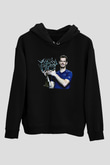 Andy Murray Baskılı Unisex Siyah Kapüşonlu Sweatshirt