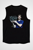 Andy Murray Baskılı Unisex Siyah Kolsuz Tişört - Tshirt