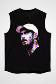 Andy Murray Baskılı Unisex Siyah Kolsuz Tişört - Tshirt