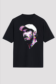Andy Murray Baskılı Unisex Siyah Oversize Tişört - Tshirt